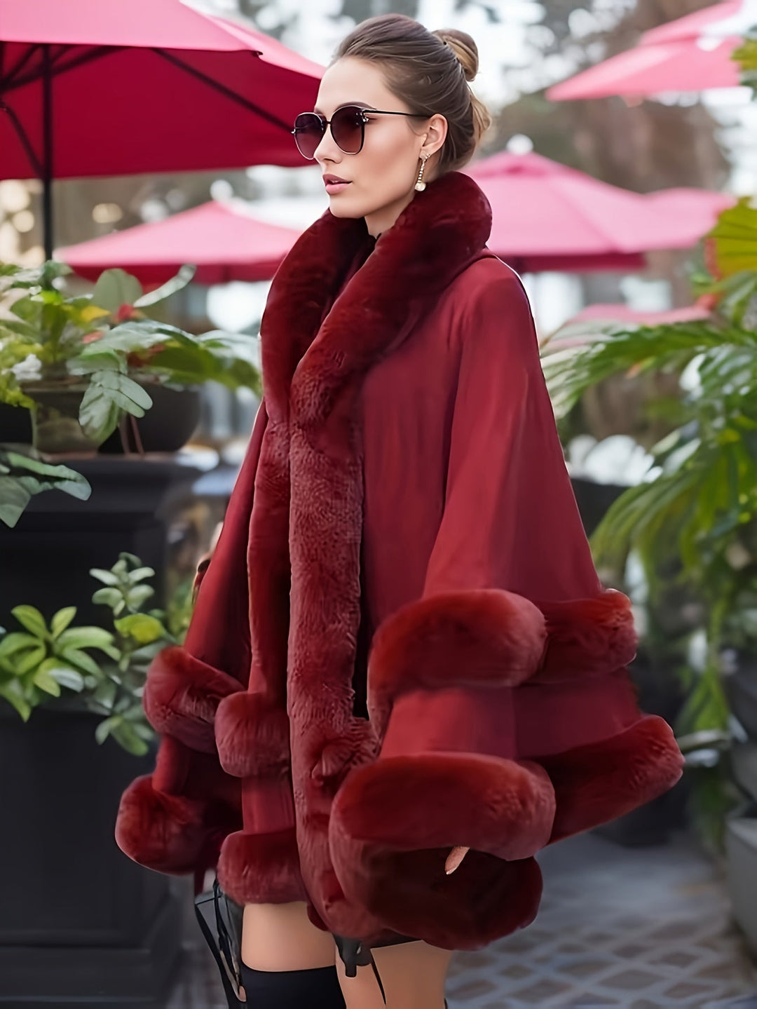 EB | Oversized Furry Cape Jacke für Frauen