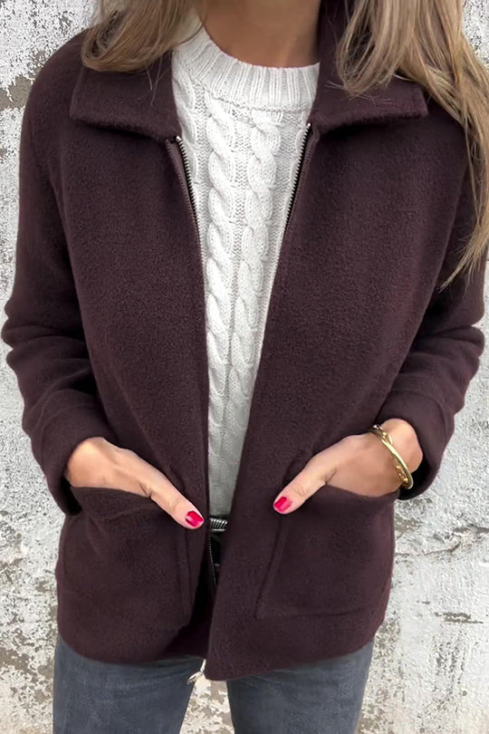 EB | Farbe Revers Reißverschluss Tasche Freizeitjacke