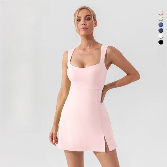 EB | Hosenträger einfarbig Yoga Tennisrock leichtes Sportkleid