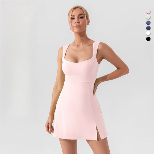 EB | Hosenträger einfarbig Yoga Tennisrock leichtes Sportkleid