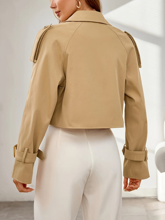 EB | Stylischer Khaki Cropped Trenchcoat - Bequem & Elegant