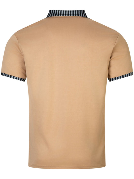 EB | Tasche Knopf Revers gestreiftes Farbschema T-Shirt
