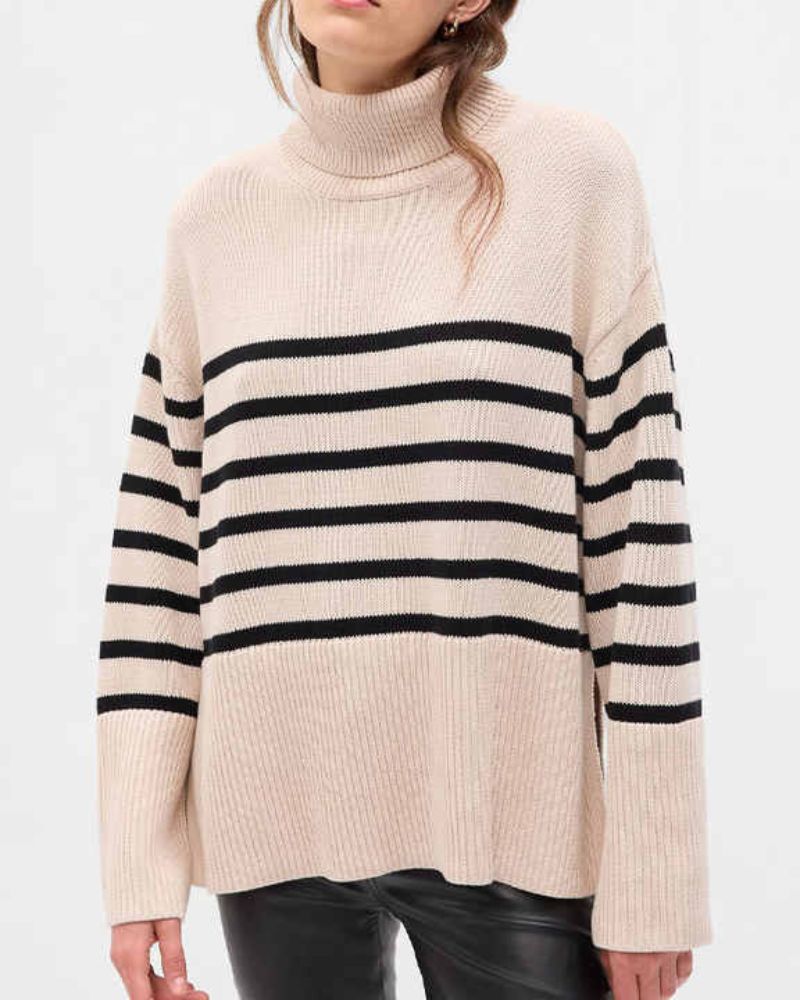 EB | Gestreifter Schwarz-Weiß Strick Pullover