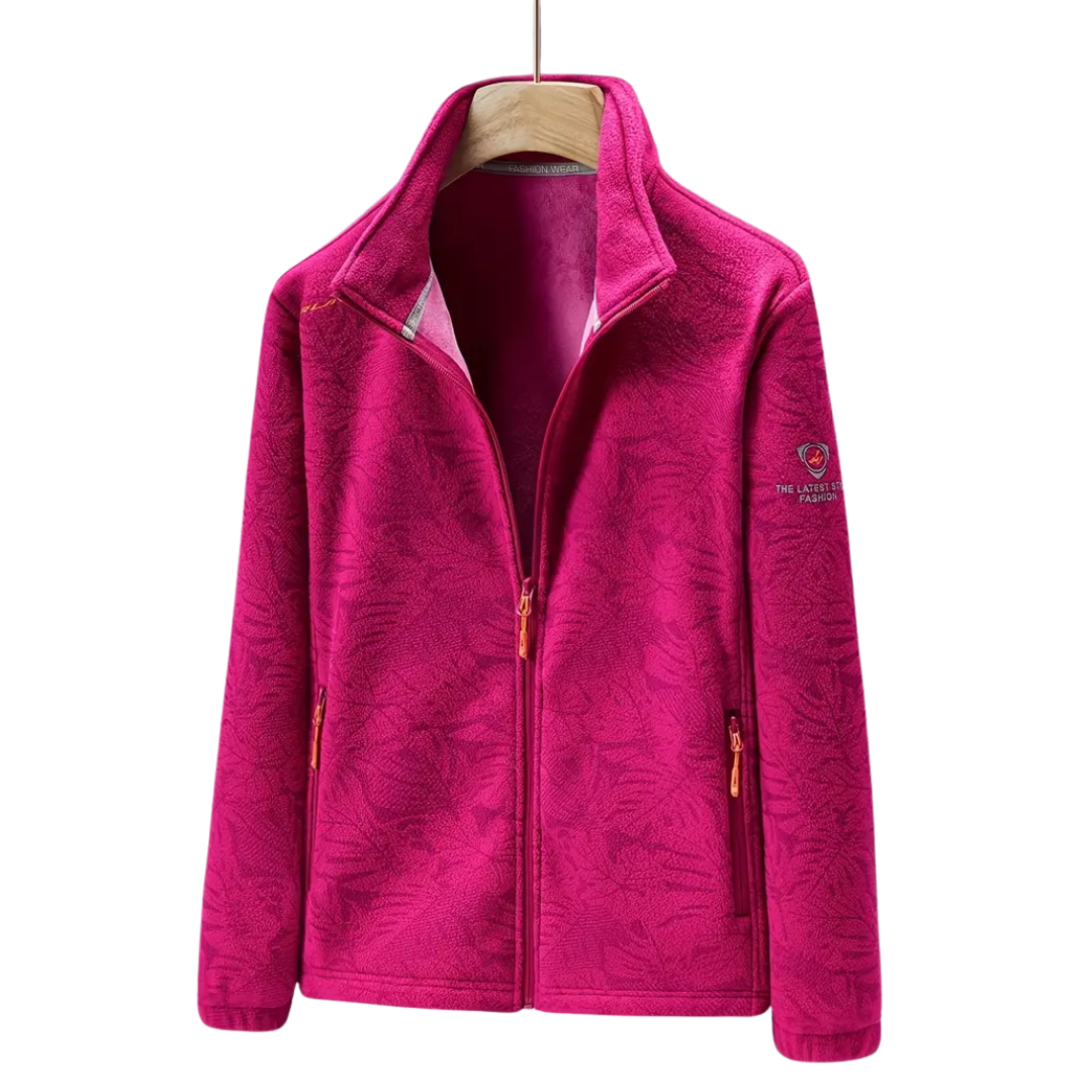 EB | Damen Outdoor Fleecejacke Winddicht mit Pflanzenmuster