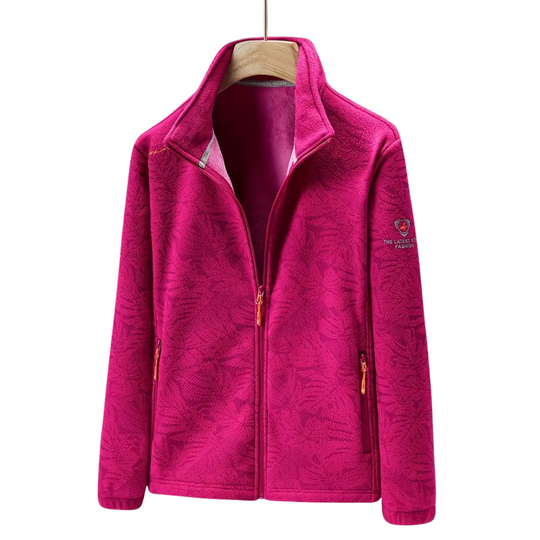 EB | Damen Outdoor Fleecejacke Winddicht mit Pflanzenmuster