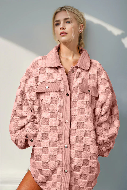 EB | Jacke mit Karostruktur Knopfverschluss Weich und Übergrößen