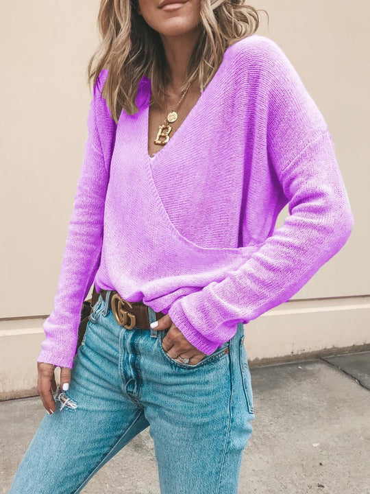 EB | Lässiger Strickpullover mit V-ausschnitt Weich und Leicht Casual Eleganz