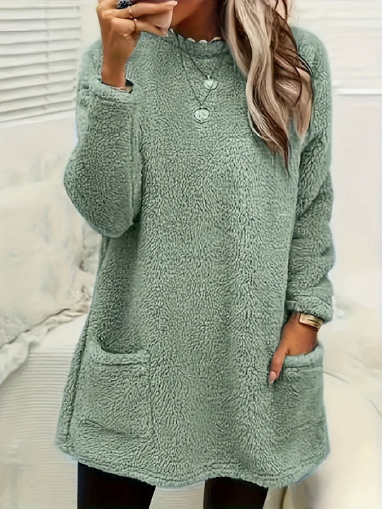 EB | Lang Teddy Tunika mit Taschen Polyester Warm und Stilvoll