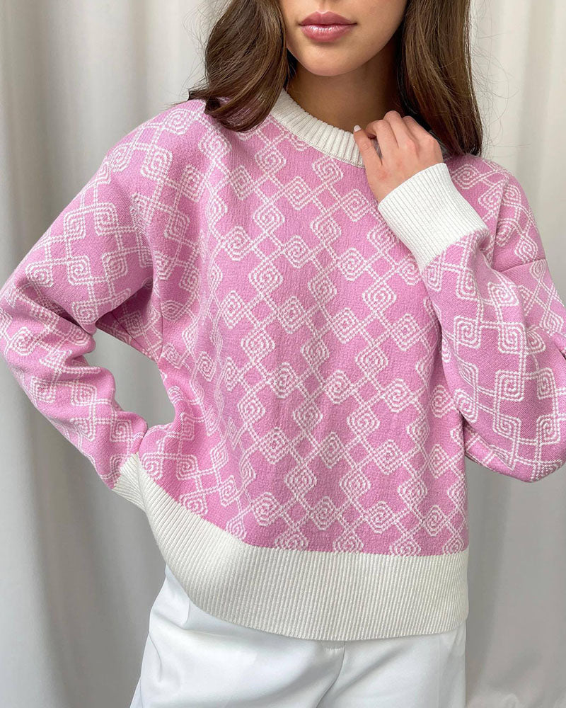 EB | Muster Strickpullover Weich und Trendy Statement-look