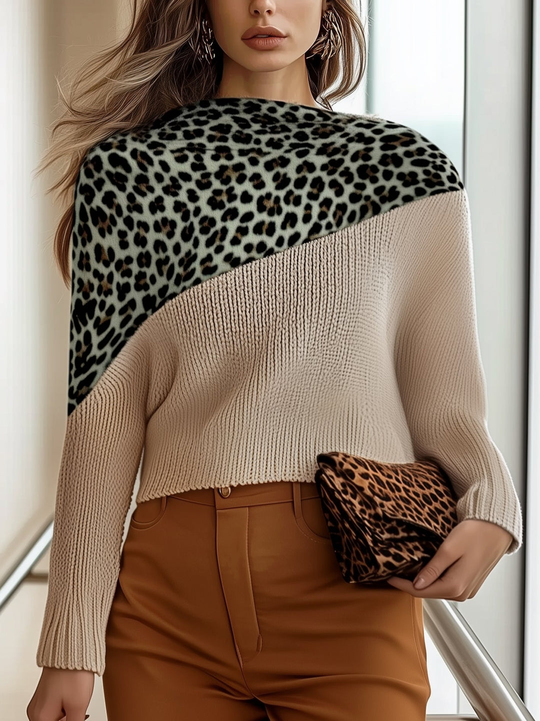 EB | Leopardmusterter Strickpullover Modern und Schick Einzigartiges Design