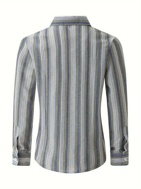 EB | Gestreiftes Baumwoll Leinen Herrenhemd für Entspannte Looks