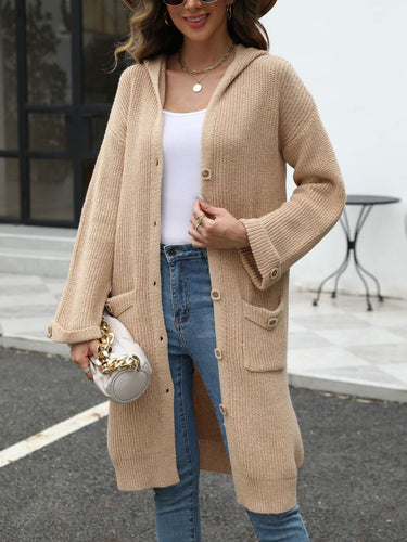 EB | Lange Strickjacke Knopfverschluss Zeitlos und Bequem