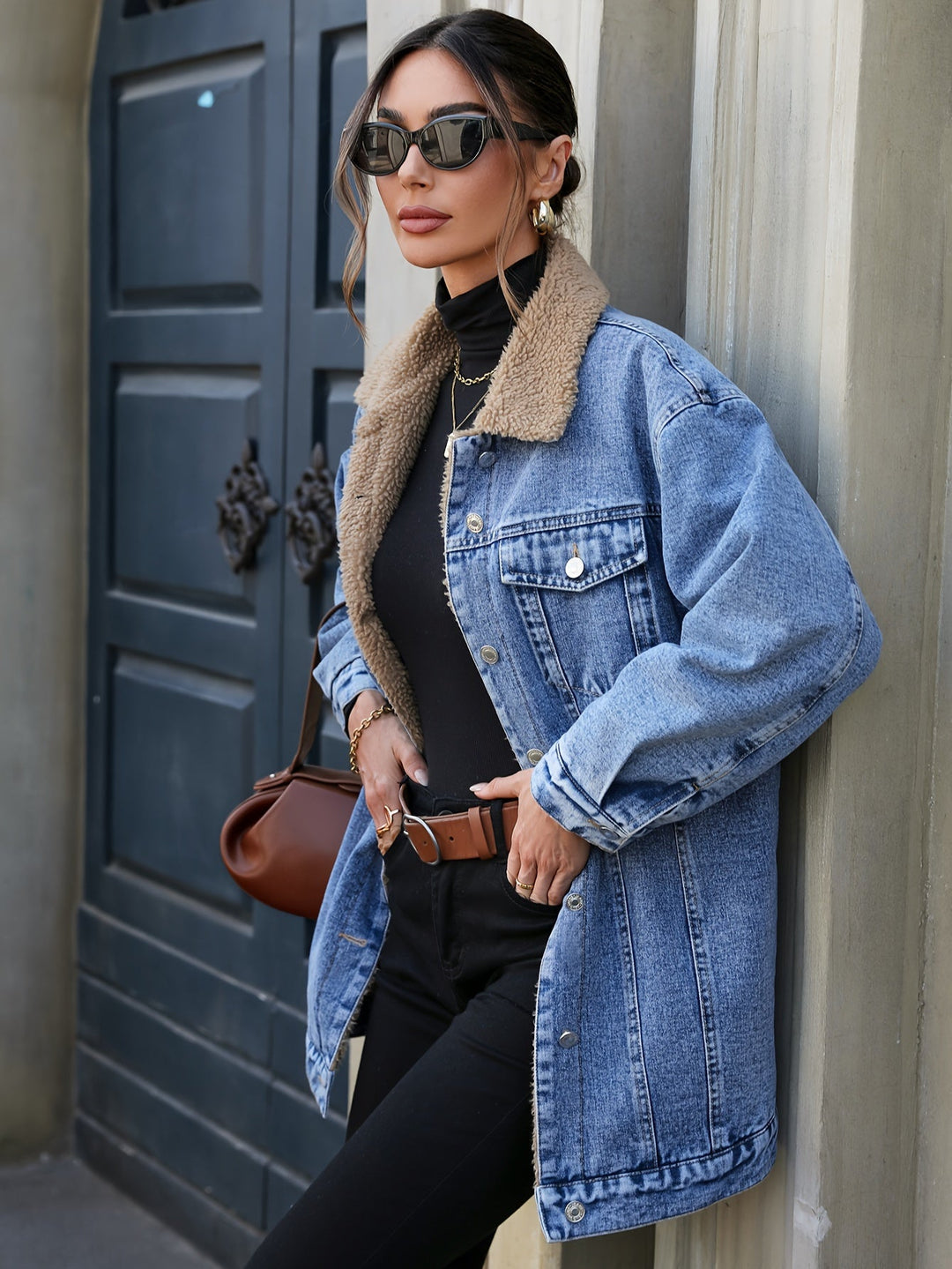 EB | Denimjacke mit Sherpa-fleecefutter Baumwolle/polyester Warm und Stilvoll