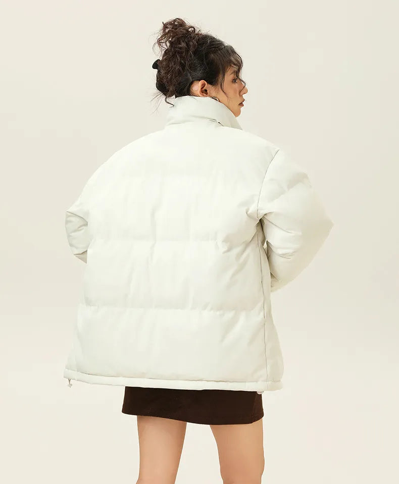 EB | Lockere Jacke mit Stehkragen aus dickem, warmem Baumwollstoff