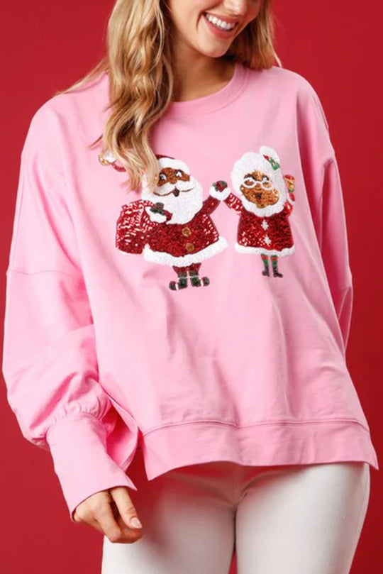 EB | Weihnachtsmann Pailletten Lässig Lockere Lange Ärmel Sweatshirt