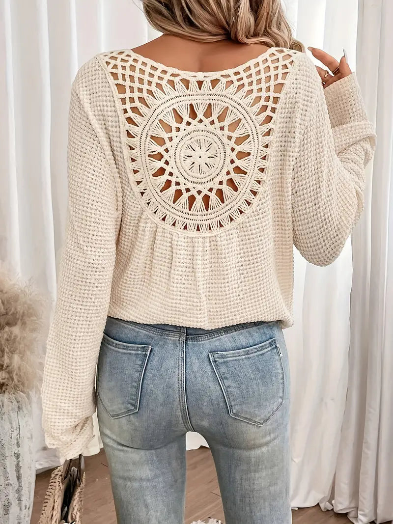 EB | Trendige Damen Sweater Gehäkelte Trendy, Komfortabel