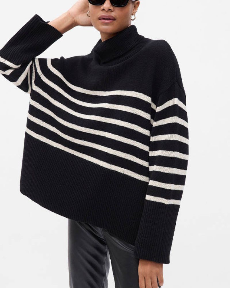 EB | Gestreifter Schwarz-Weiß Strick Pullover