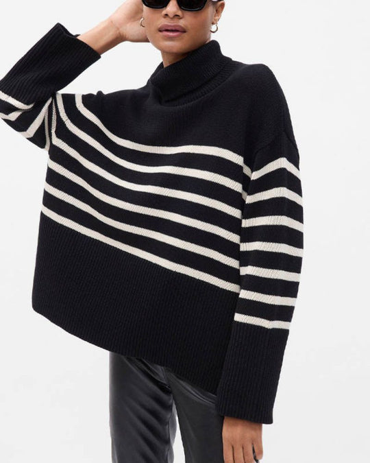EB | Gestreifter Schwarz-Weiß Strick Pullover