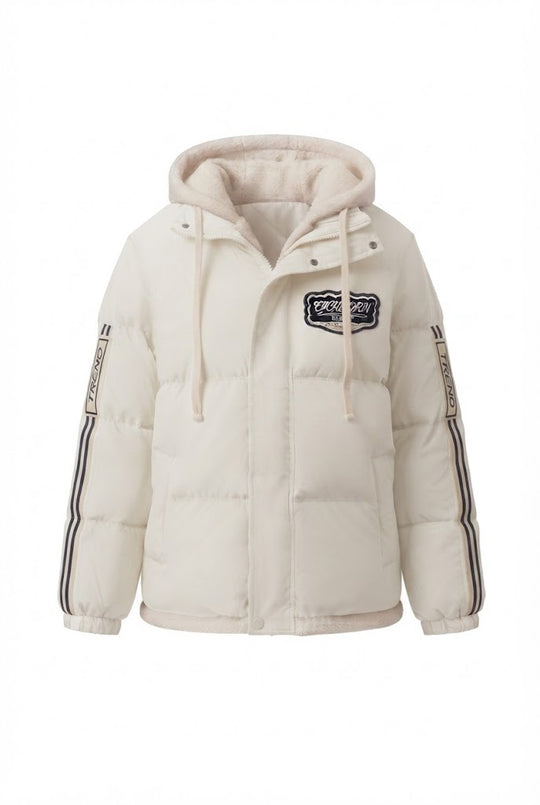 Damen nan sportive gesteppte Kapuzenjacke mit hochwertiger Teddy-Innenkonstruktion und sportiven Streifenärmeln EB