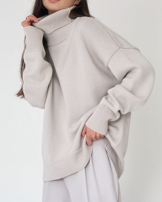 EB | Eleganter Oversized Damen Rollkragenpullover Aus Baumwolle