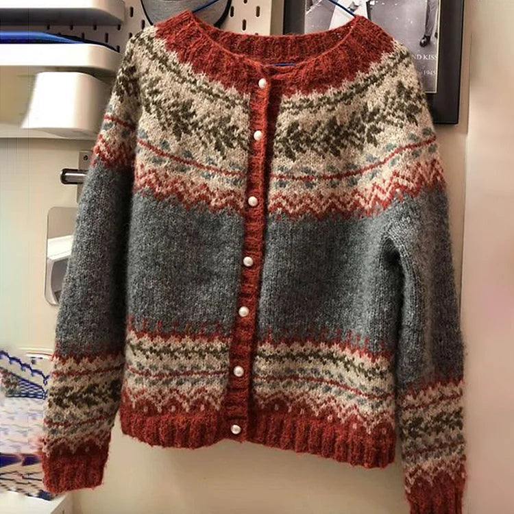 EB | Damen Strickjacke mit Einreiherknöpfe für Herbst und Winter