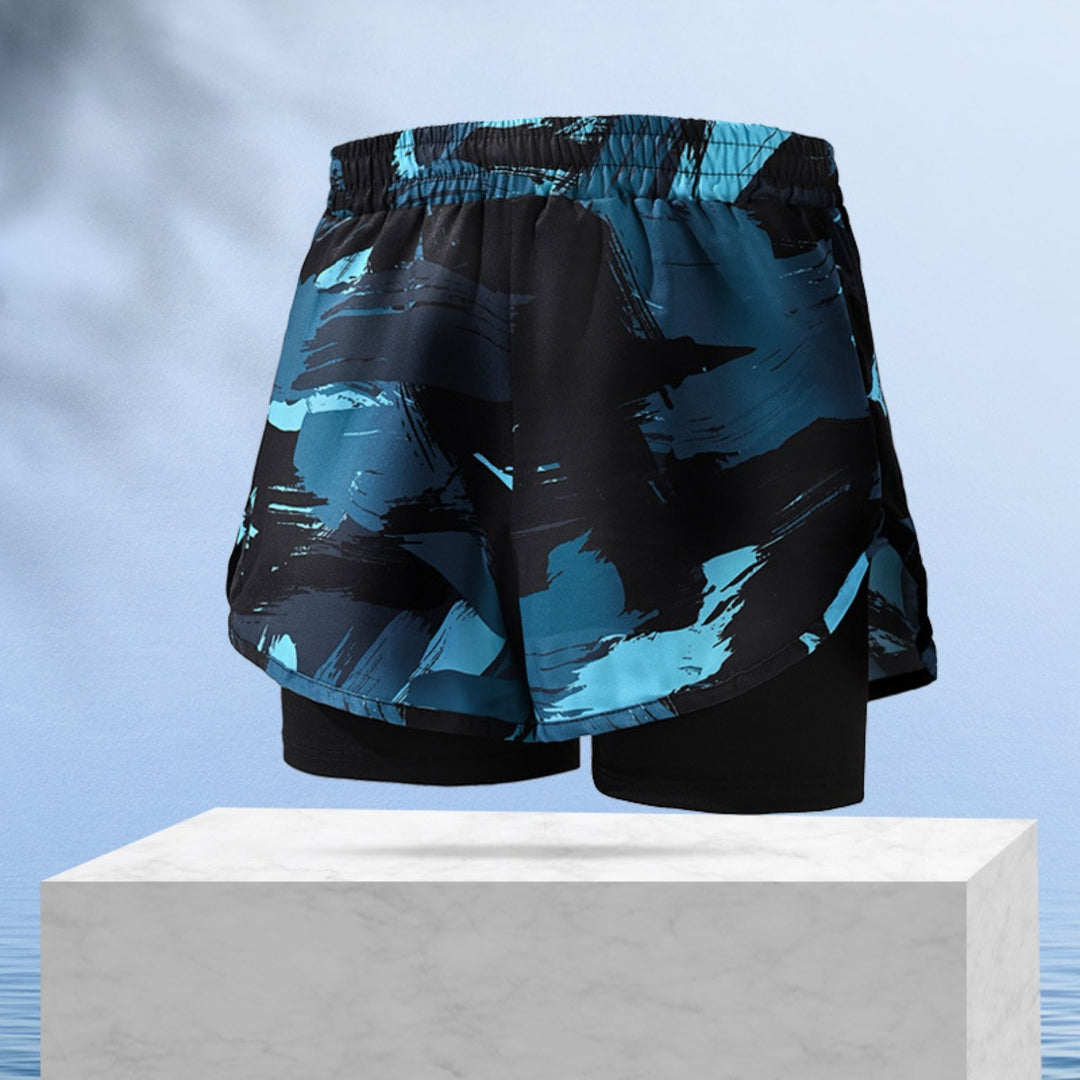 EB | Doppellagige Herren Sport Fitness Anti-Peinlichkeit Strandhose