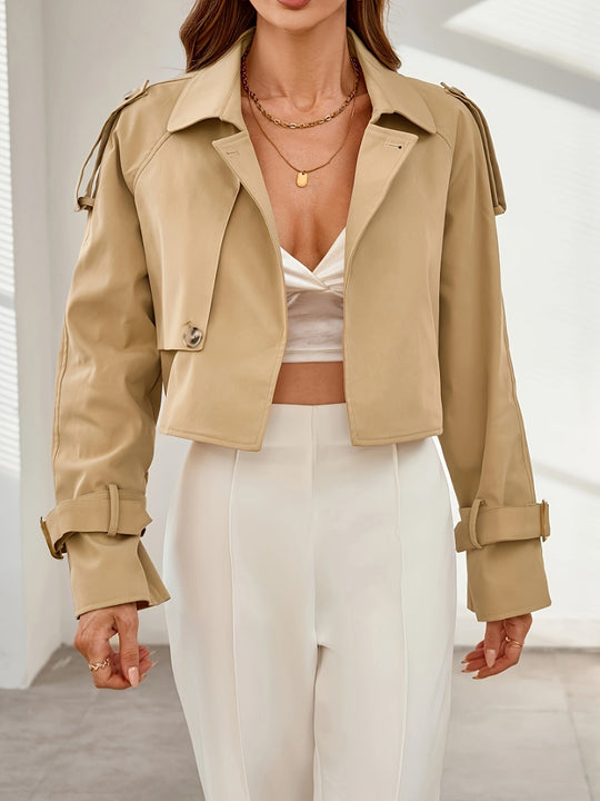 EB | Stylischer Khaki Cropped Trenchcoat - Bequem & Elegant