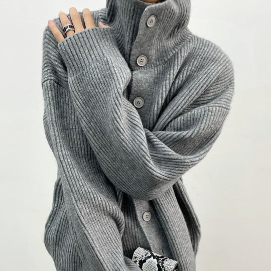 EB | Rippstrick-cardigan mit Knöpfen Weich und Warm Lässige Eleganz