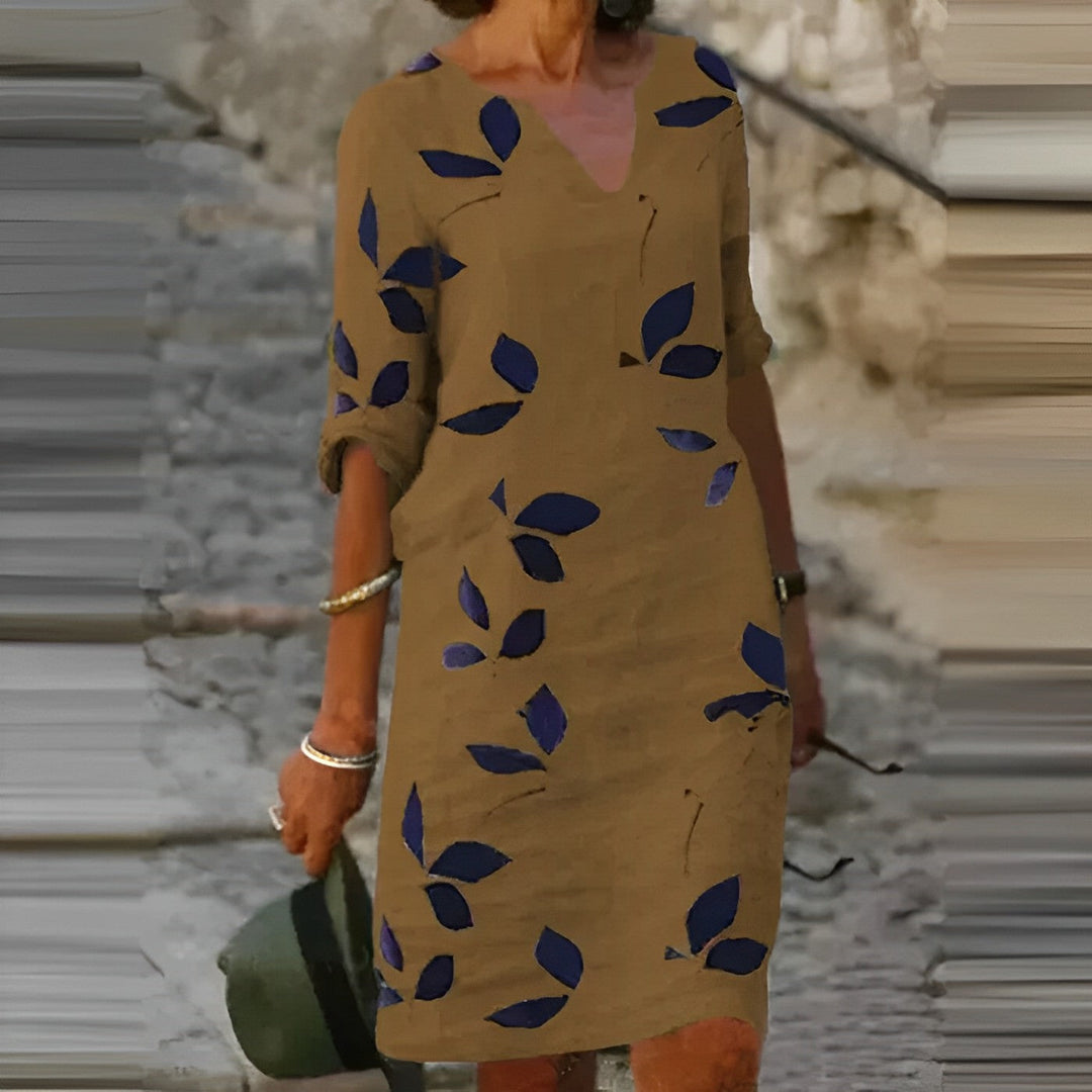 EB | Atemberaubendes Damen-Sommerkleid mit Blätterdruck