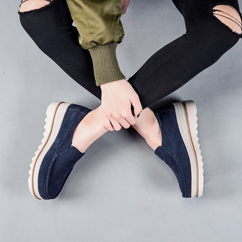 Damen Bequeme Mokassins mit modischer Plateausohle EB