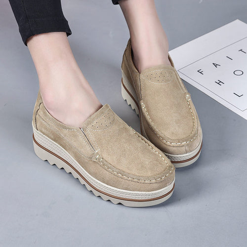 Damen Bequeme Mokassins mit modischer Plateausohle EB