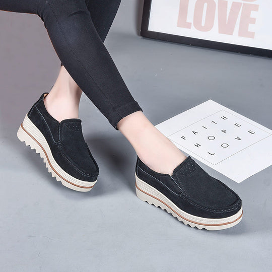 Damen Bequeme Mokassins mit modischer Plateausohle EB