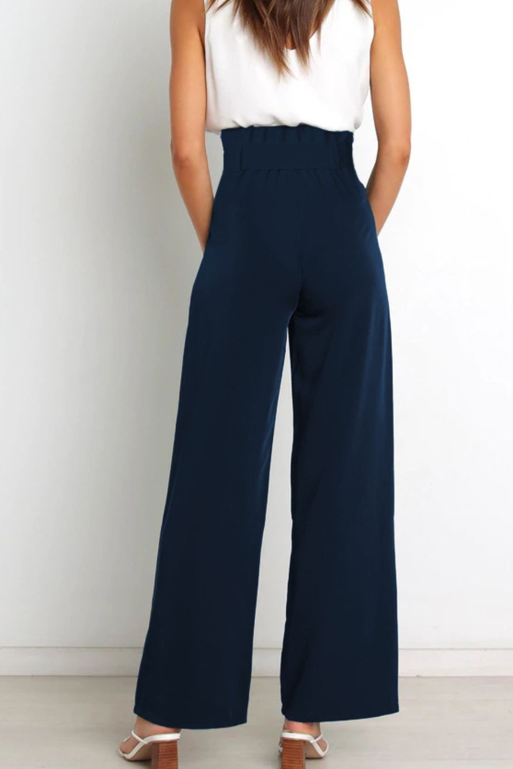 EB | Hohe Taille Paperbag Hose mit Schleifendetail