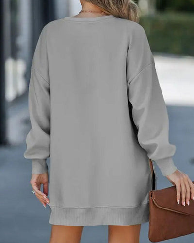 EB | Sweatshirtkleid mit Langen Ärmeln Reißverschluss und Schlitz
