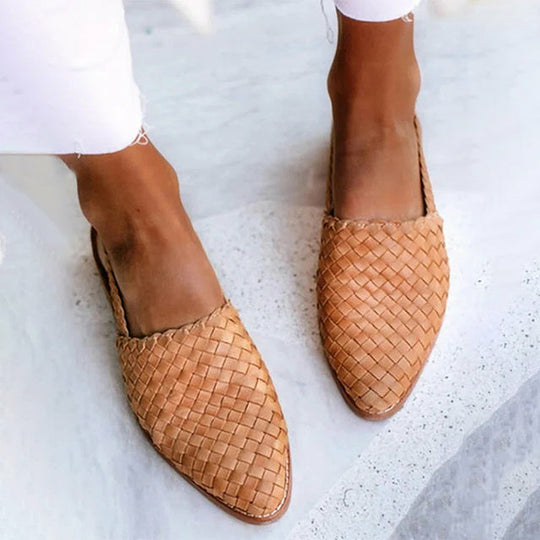Vintage Geflochtene Spitzflache Schuhe EB