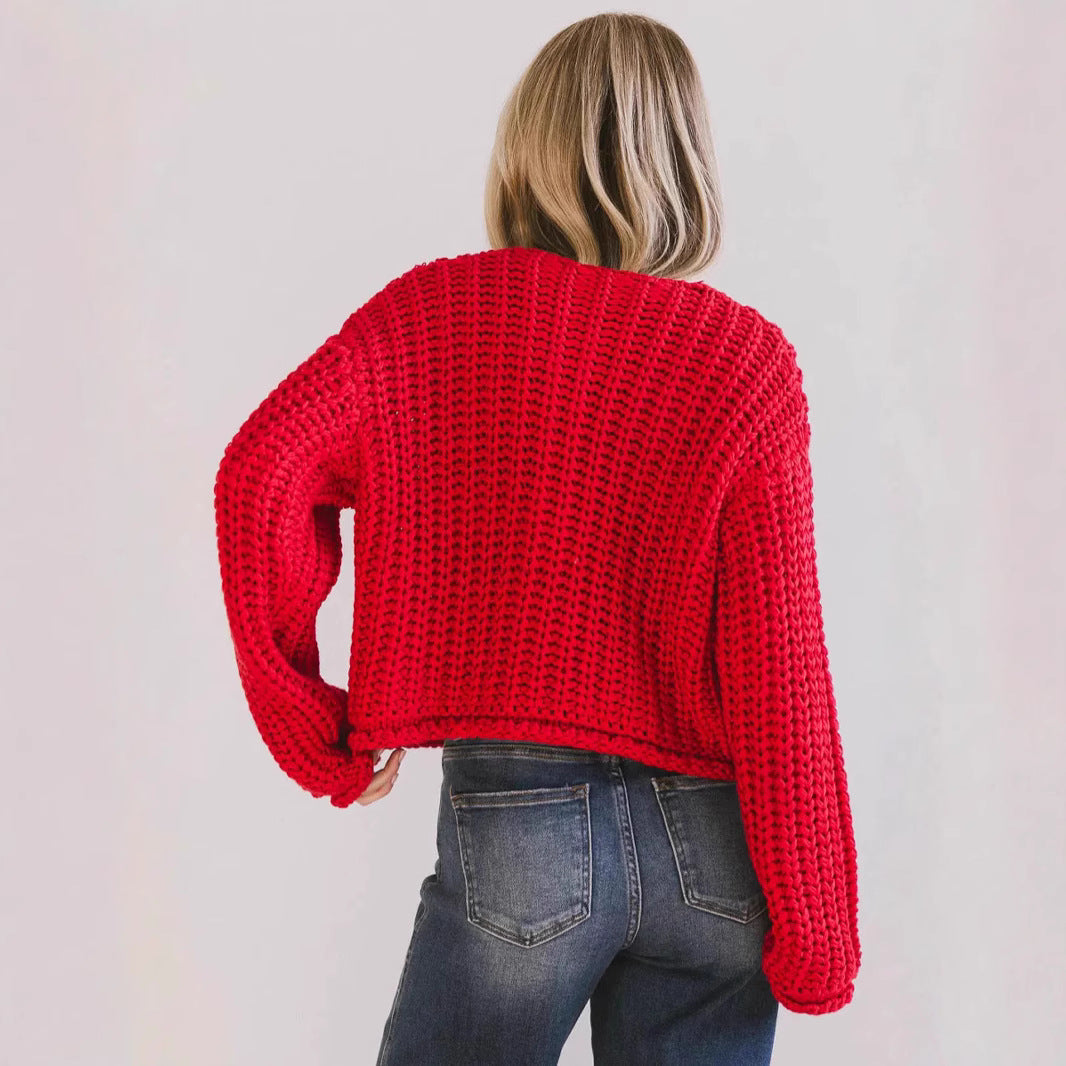 EB | Gemütlicher Chic Damenstrickjacke mit Knöpfen und Taschen
