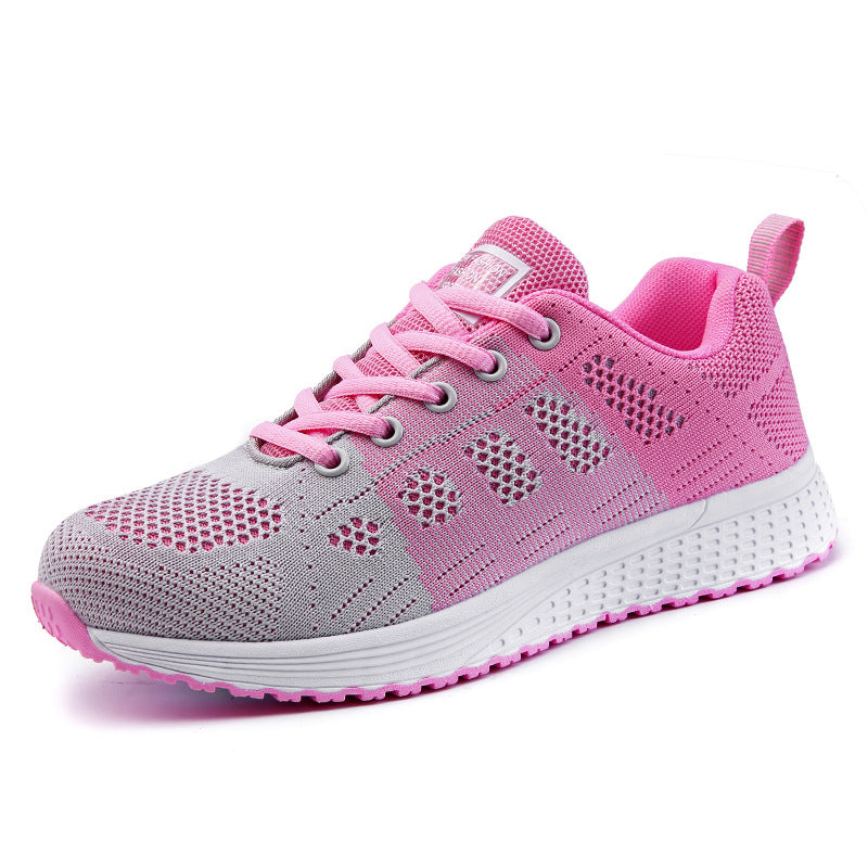 Damen nan leichtgewichtiger Strick-Freizeitsneaker mit Wabenperforation, schockabsorbierender Schaumsohle und gepolstertem Fersenkragen EB