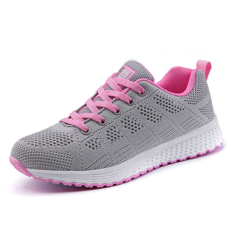 Damen nan leichtgewichtiger Strick-Freizeitsneaker mit Wabenperforation, schockabsorbierender Schaumsohle und gepolstertem Fersenkragen EB