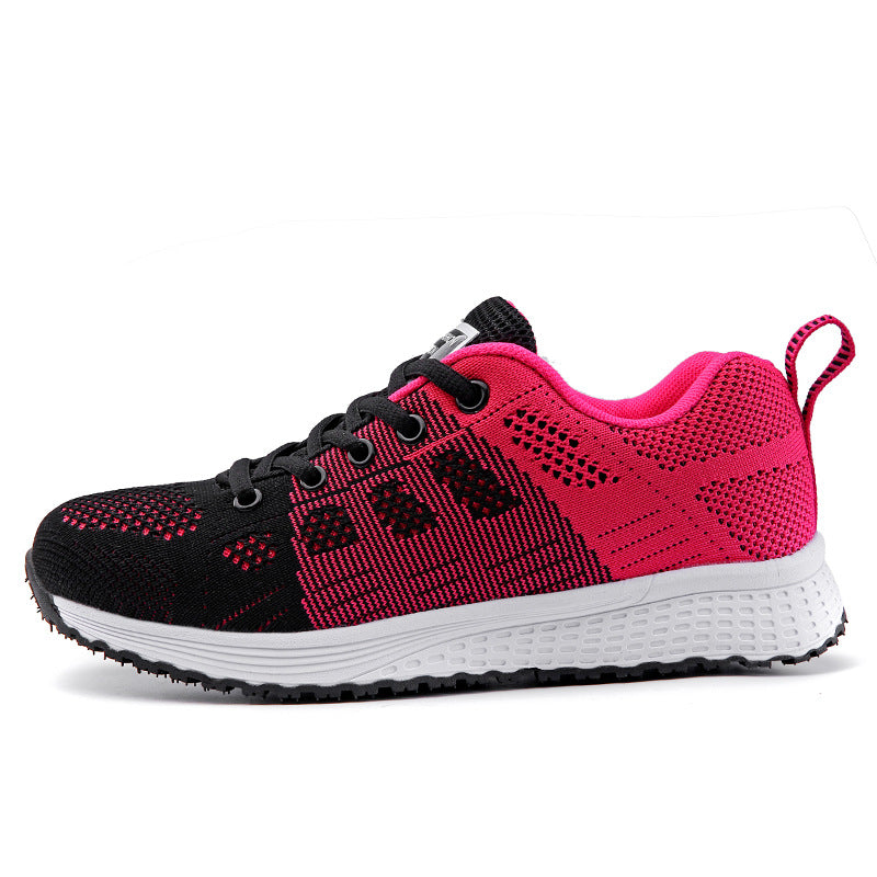 Damen nan leichtgewichtiger Strick-Freizeitsneaker mit Wabenperforation, schockabsorbierender Schaumsohle und gepolstertem Fersenkragen EB