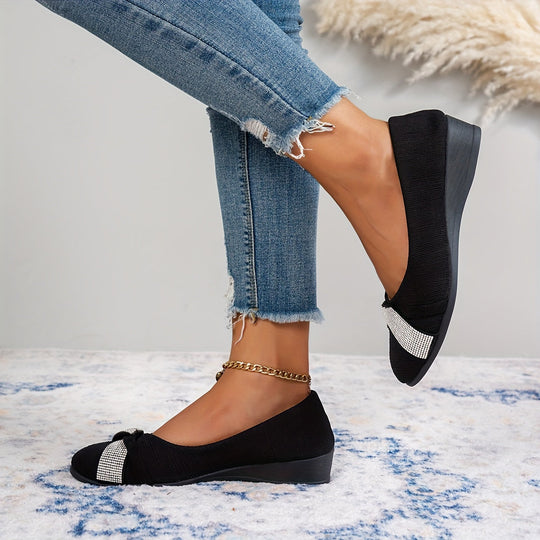 Elegante Kristall-Bogen-Keilabsatz-Sandalen EB EB