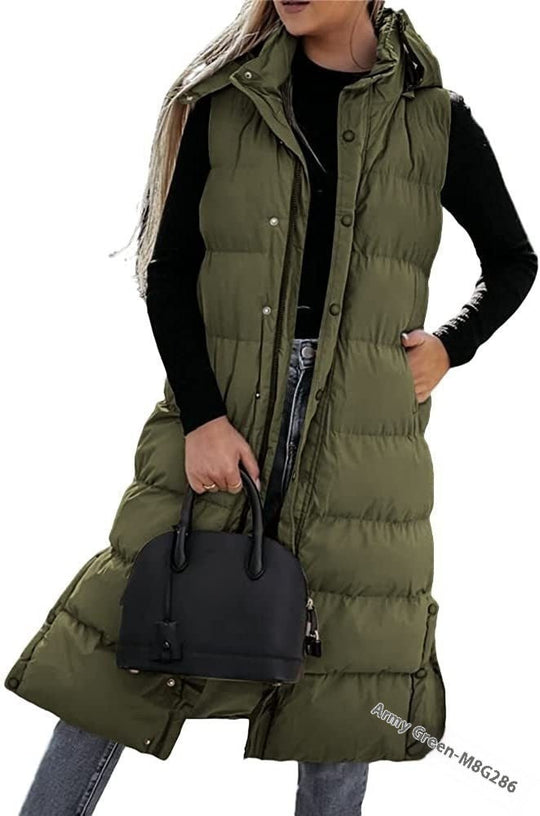 EB | Ärmellose, Lässige Steppjacke mit Kapuze und Reißverschluss