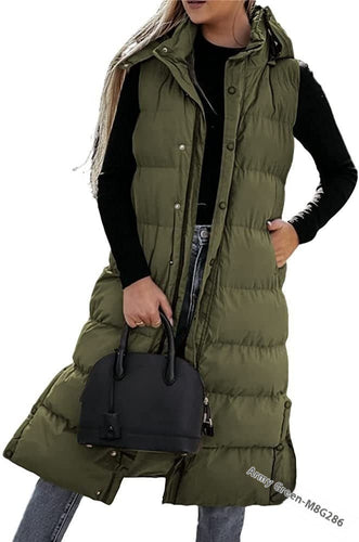 EB | Ärmellose, Lässige Steppjacke mit Kapuze und Reißverschluss