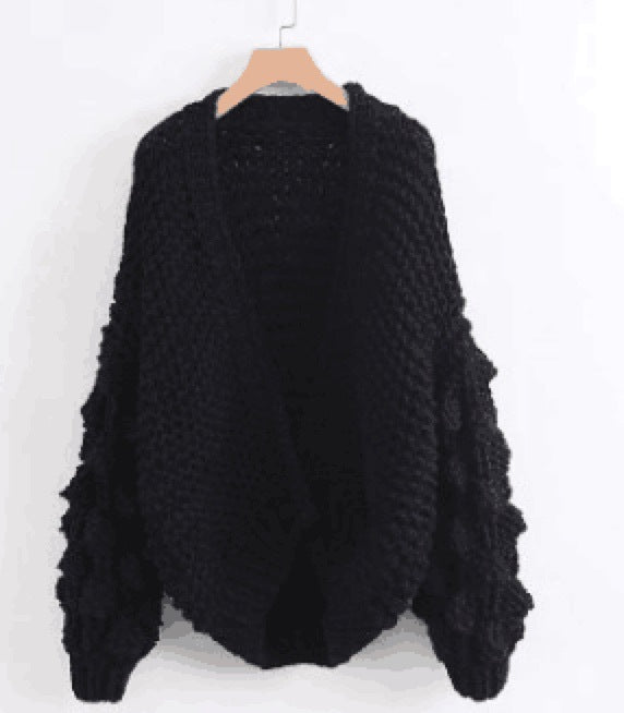 Damen Grob gestrickter Oversized Cardigan mit voluminösen Ärmeln EB
