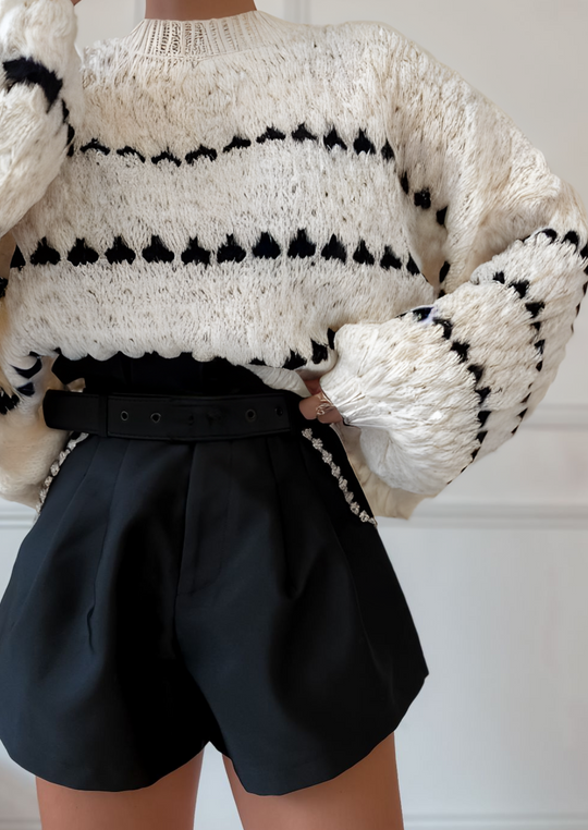 EB | Kräftiger Strickpullover Kontrastierendes Design Warm und Zeitgemäß