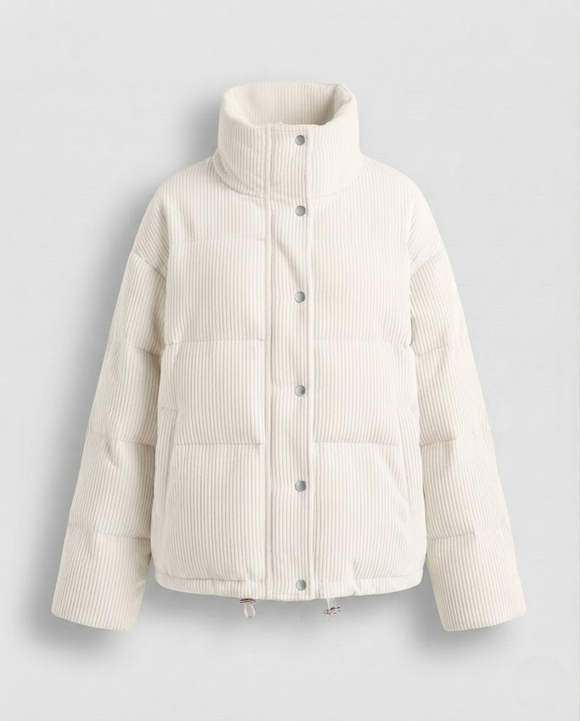 Damen nan oversized Cord-Pufferjacke mit Kapuze und wärmender Thermofüllung EB