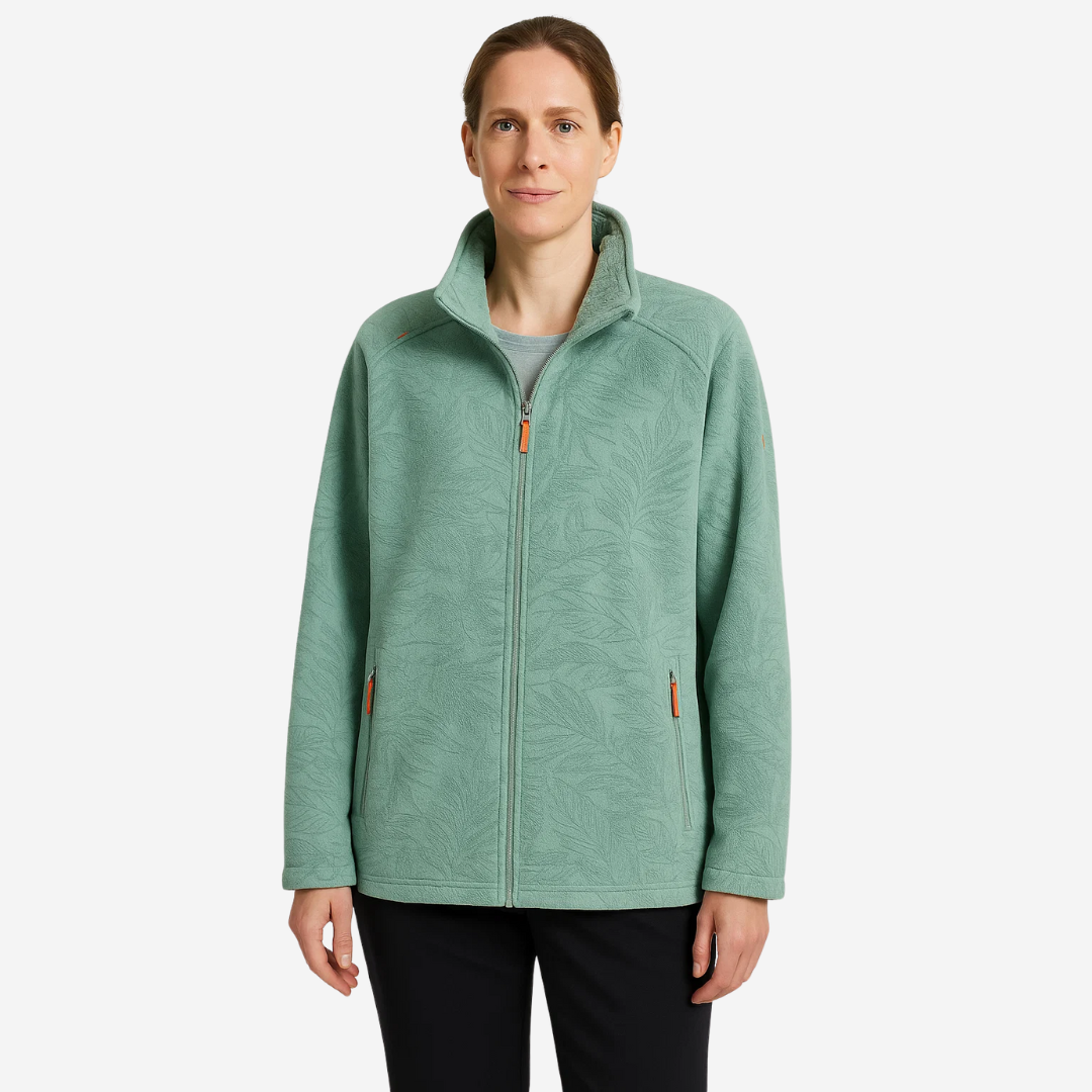 EB | Damen Outdoor Fleecejacke Winddicht mit Pflanzenmuster