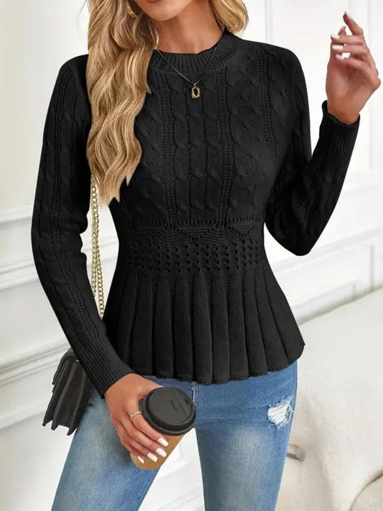 EB | Bequemer Schicker Grobstrickpullover mit Rundhalsausschnitt