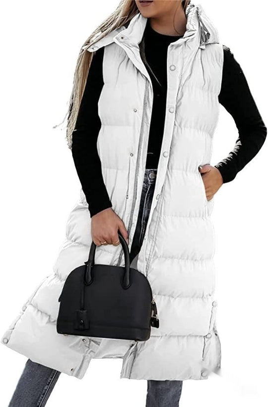 EB | Ärmellose, Lässige Steppjacke mit Kapuze und Reißverschluss