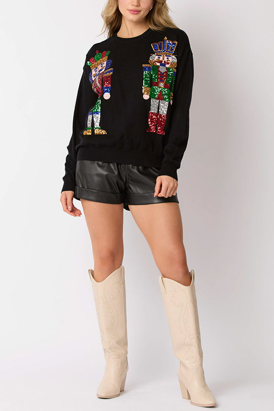 EB | Weihnachtssoldat Pailletten Mode Lässiger Sweatshirt