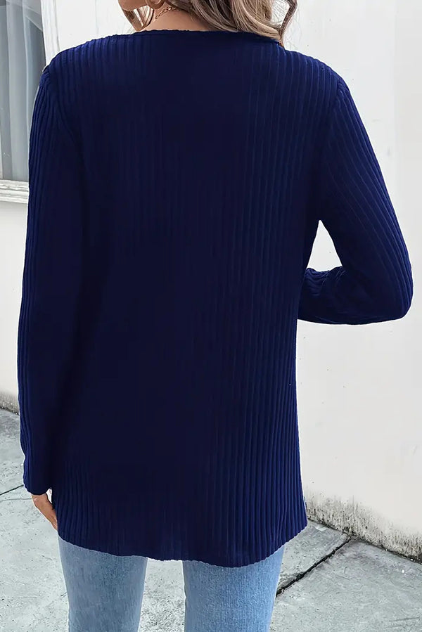 EB | Strickcardigan mit Blumenrand und langen Ärmeln